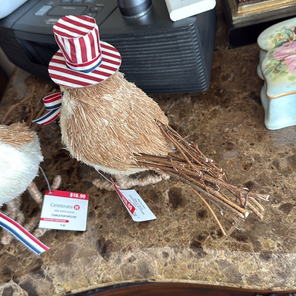Celebrate your Fourth of July Bird Decor with Striped patriotic Hats - Picture 4 of 6